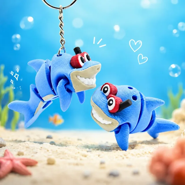 Cobotech Playful Shark Diver Articulated Keychain