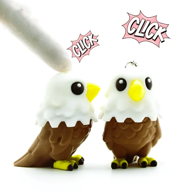 Clicky Bald Eagle Fidget Clicker Keychain